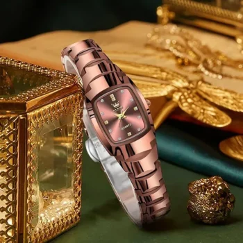 OLEVS 7015 Tungsten steel Strap Quartz Watch For Women