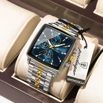 POEDAGAR 866 Luxury Square Chronograph Watch For Men’s