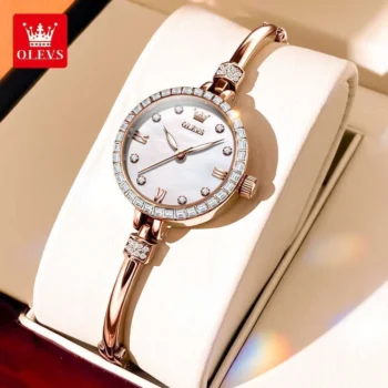 OLEVS 5585 Quartz Stainless Steel Watch For Woman